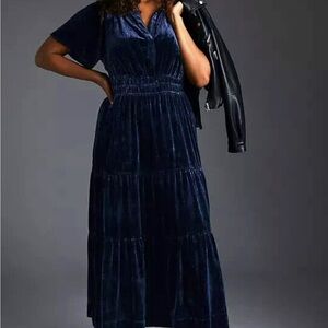 NWT Anthropologie Velvet Somerset Maxi Dress in Navy